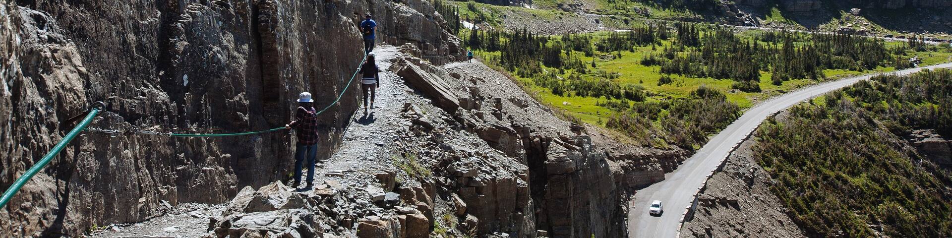 Hikers at Highline Trail (Glacier National Park, Montana)