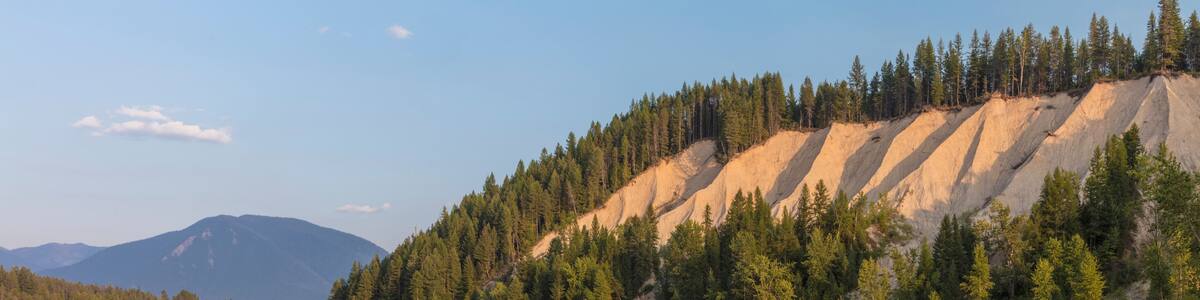 Clay cliffs along the Flathead River near Coram, Montana, USA