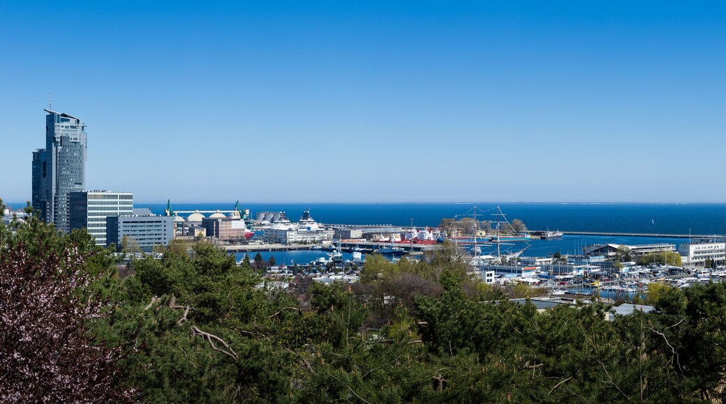 Panorama of Gdynia harbor seen from Kamienna Gora, Poland.