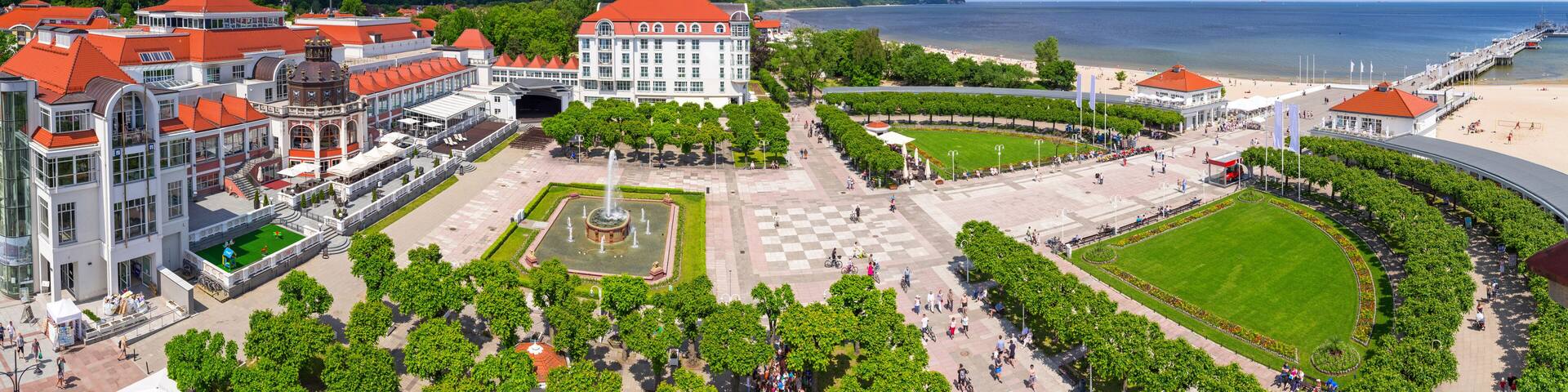 Panorama of Sopot with pier on Baltic Sea, Poland