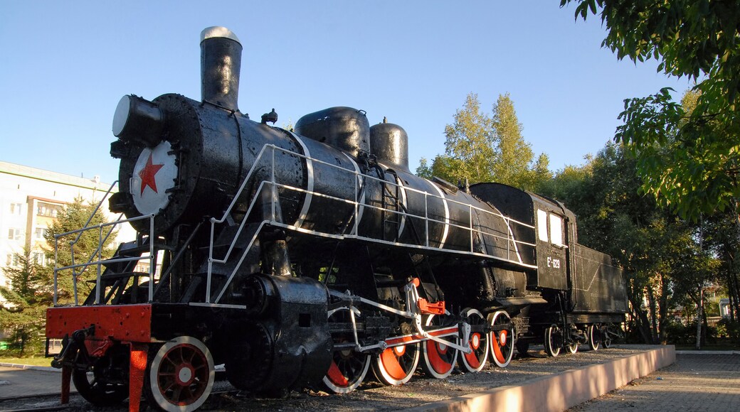 Ussuriysk, Primorsky Krai, Russia - 20th September, 2011: Region attractions. Steam Locomotive EL 629.