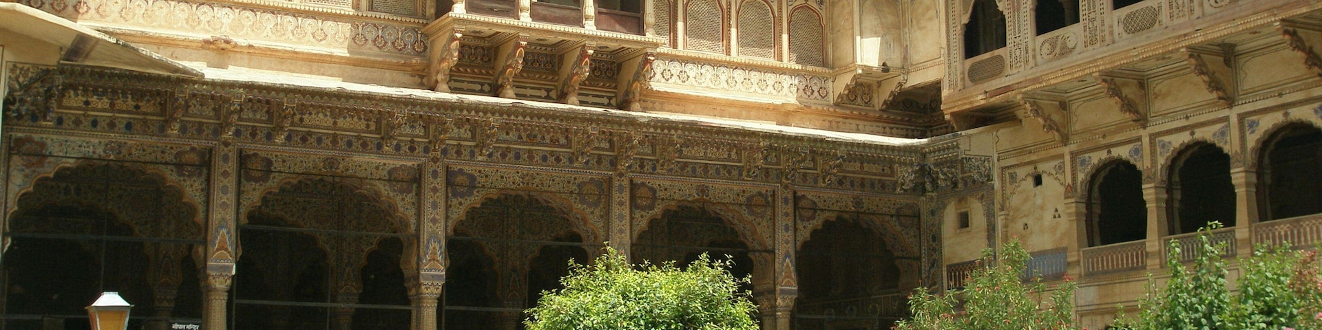Karauli City Palace, former residence of the royal family. This palace is ornamented with stucco work & frescoes dating from the 18th century