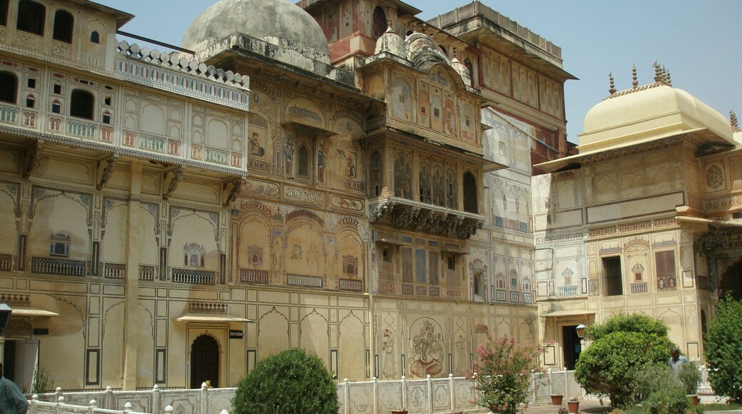 Karauli City Palace, former residence of the royal family. This palace is ornamented with stucco work & frescoes dating from the 18th century