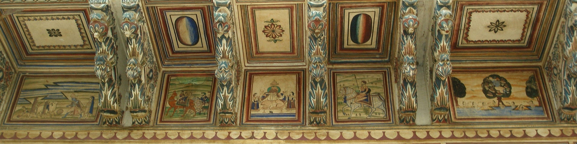 Karauli City Palace, former residence of the royal family. This palace is ornamented with stucco work & frescoes dating from the 18th century