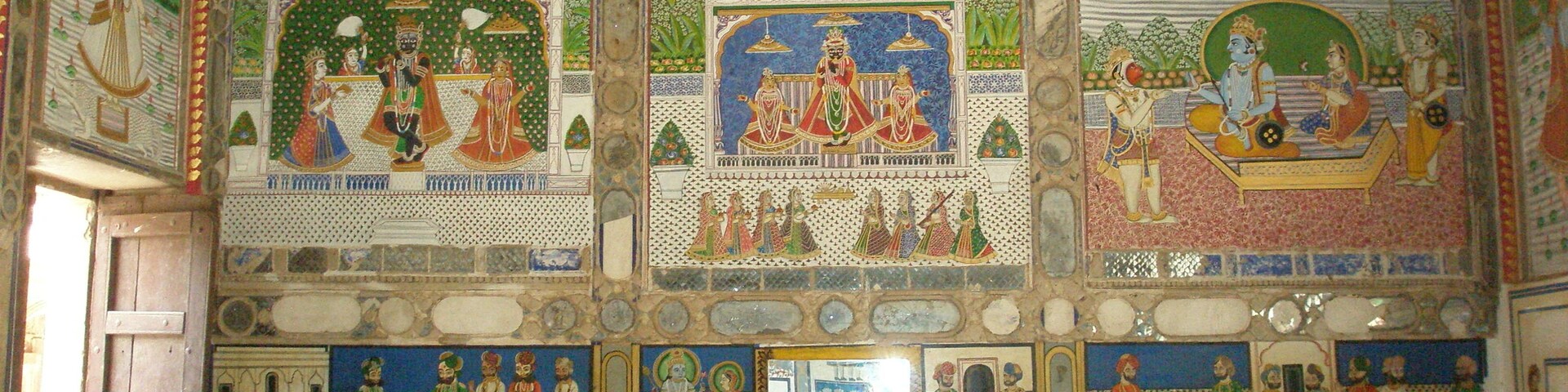 Karauli City Palace, former residence of the royal family. This palace is ornamented with stucco work & frescoes dating from the 18th century