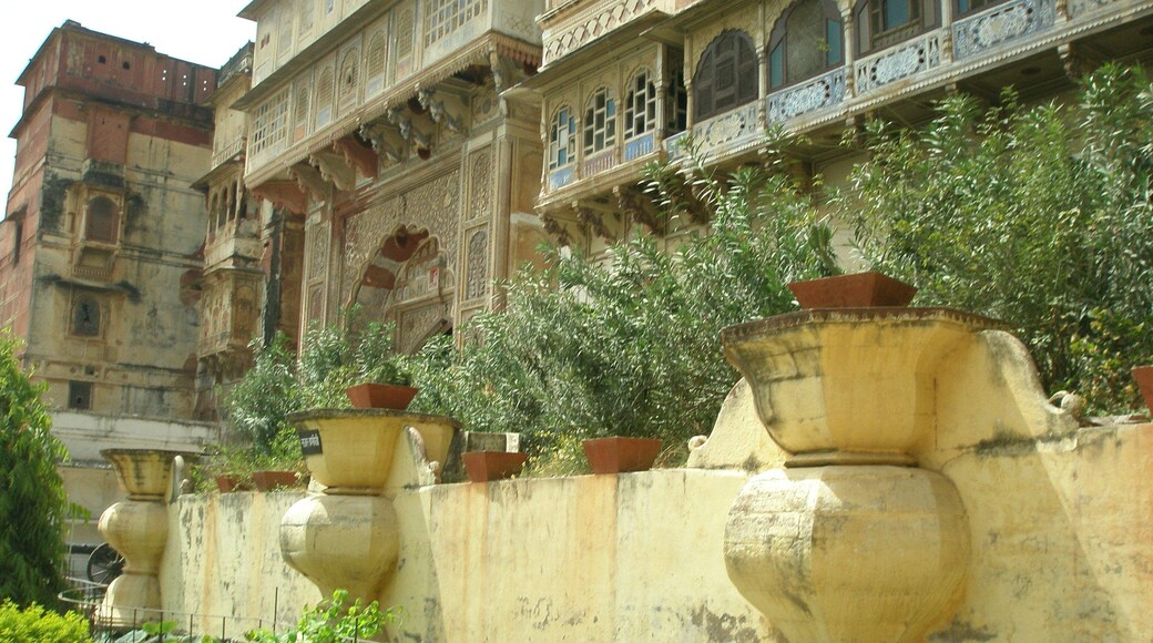 Karauli City Palace, former residence of the royal family. This palace is ornamented with stucco work & frescoes dating from the 18th century