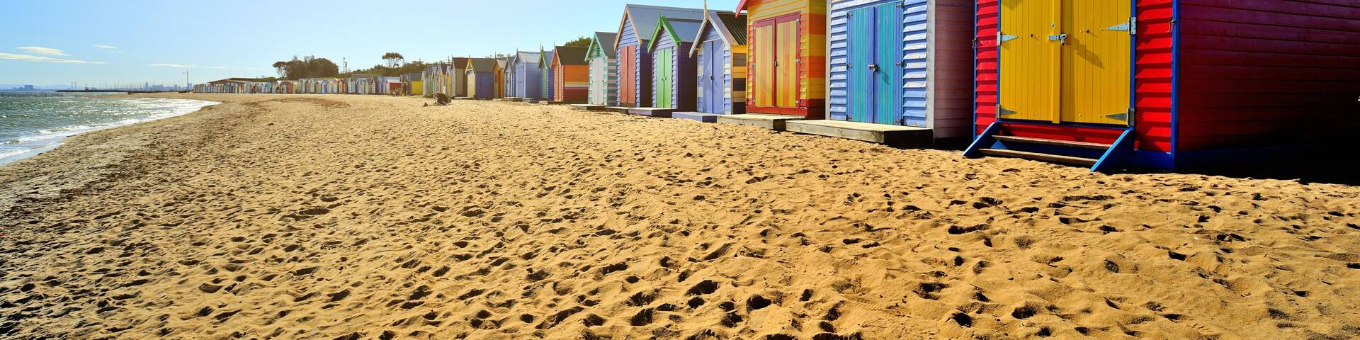 Brighton Beach Boxes in hot sunny day