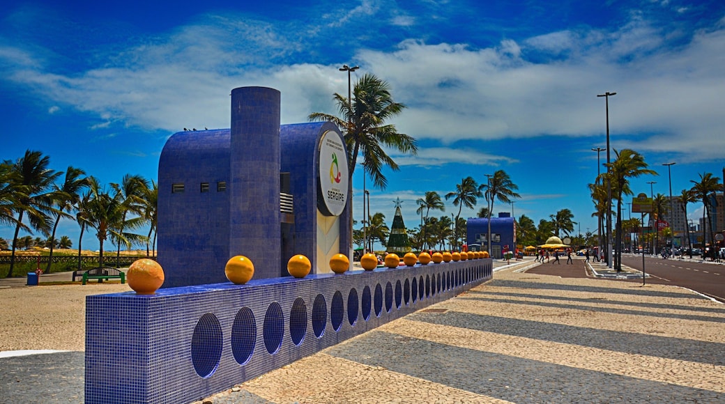 Aracaju,Sergipe , Brazil-14/12/2019: the brazilian beach Orla de Atalaia on the avenue Santos Dumont