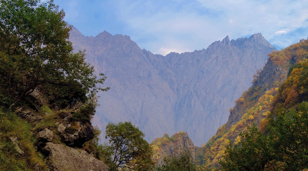 Hiking near the Gveleti Waterfall in Kazbegi National Park.