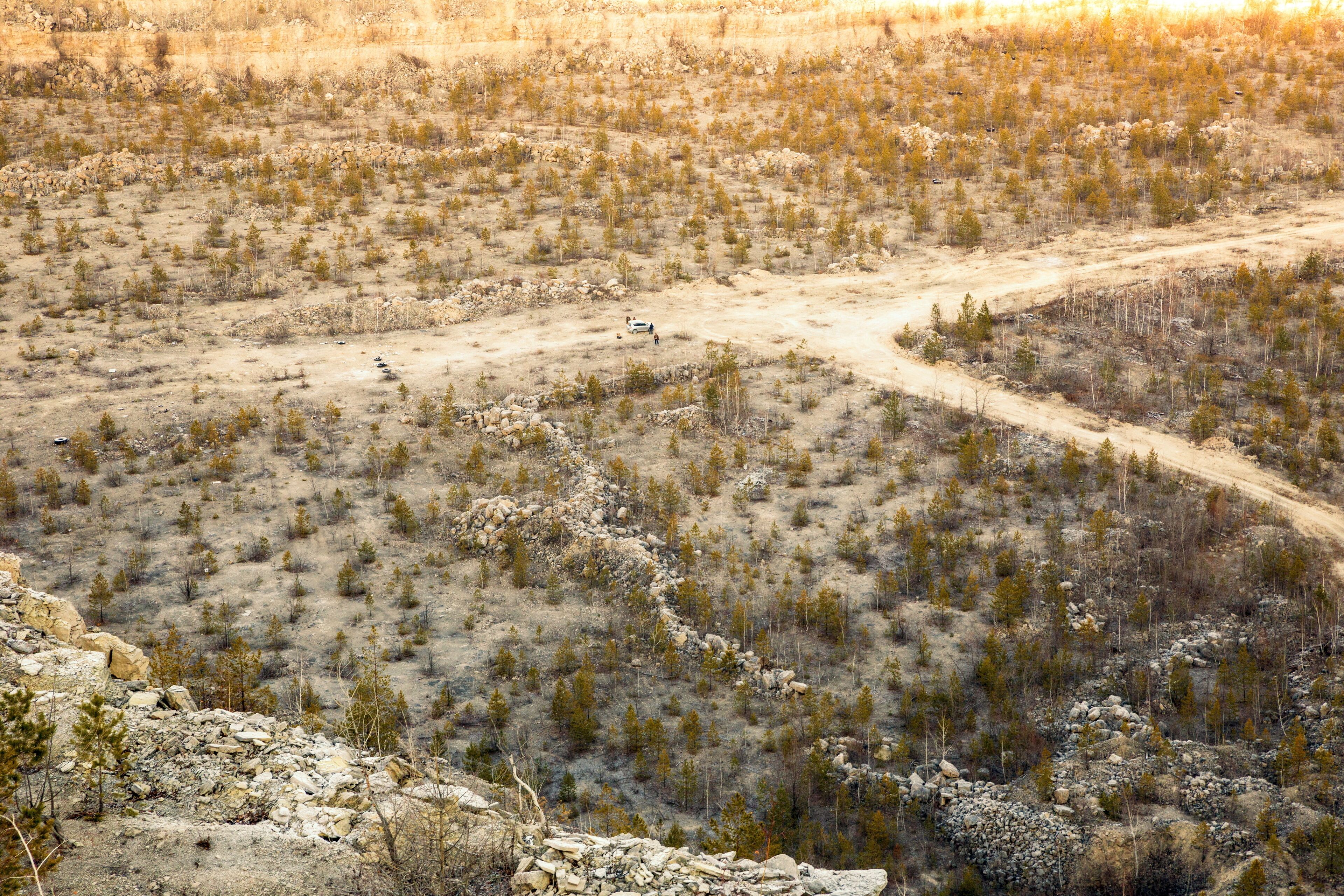 Old Soksky limestone quarry for mining limestone Russia Samara Krasnaya Glinka.