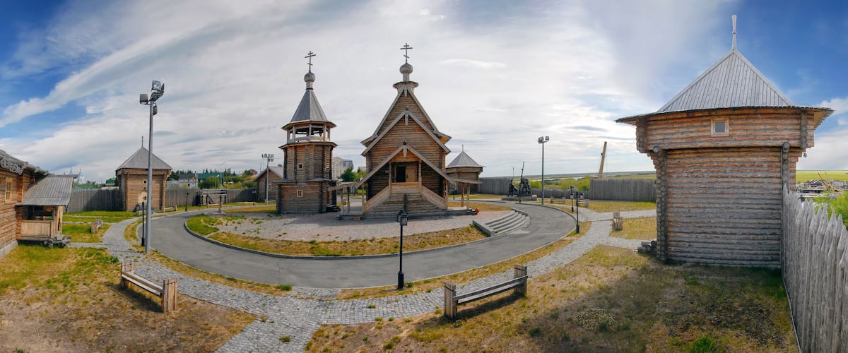 Panorama of Obdorsky Ostrog (fort). Salekhard, Yamalo-Nenets Autonomous Okrug (Yamal), Russia.