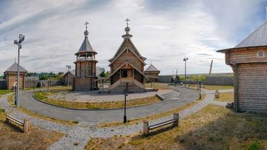 Panorama of Obdorsky Ostrog (fort). Salekhard, Yamalo-Nenets Autonomous Okrug (Yamal), Russia.