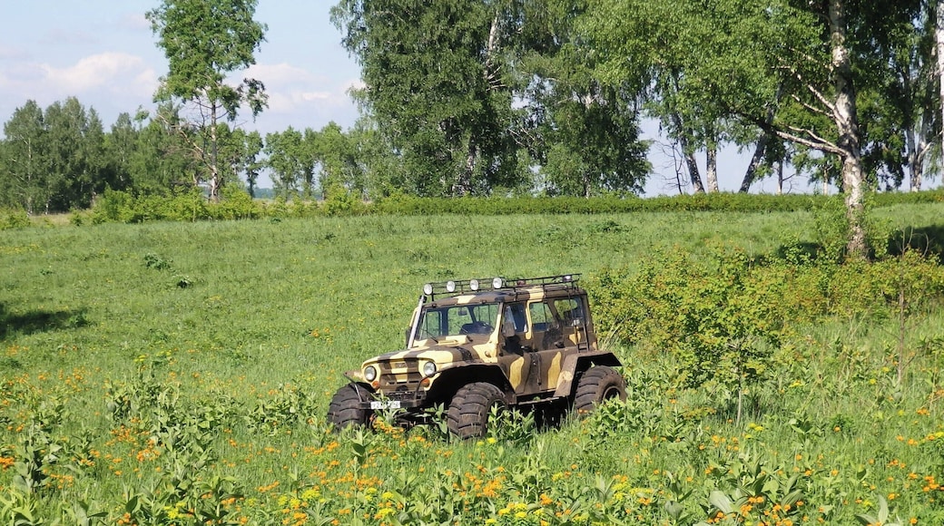 Somewhere around Kiselyovsk in Siberia.
Russian SUV (vnedorozhnik).