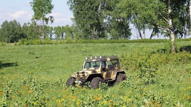 Somewhere around Kiselyovsk in Siberia.
Russian SUV (vnedorozhnik).