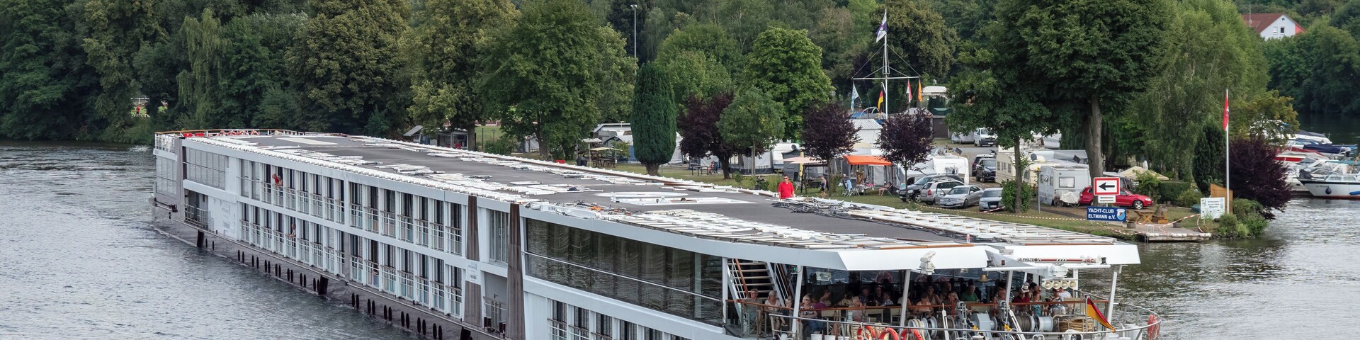 River cruise ship Excellence Melodia on the Main at Eltmann. Driving direction Rhine.