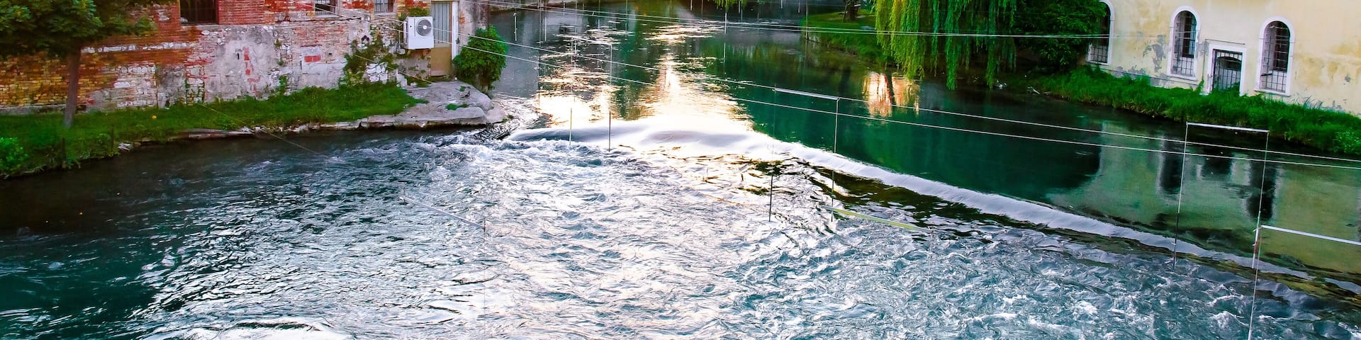 Sunset in italian town Sacile in Italy