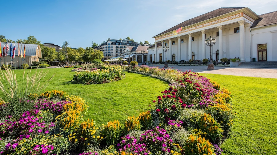 Streets decorated with flowers in Baden-Baden, Germany