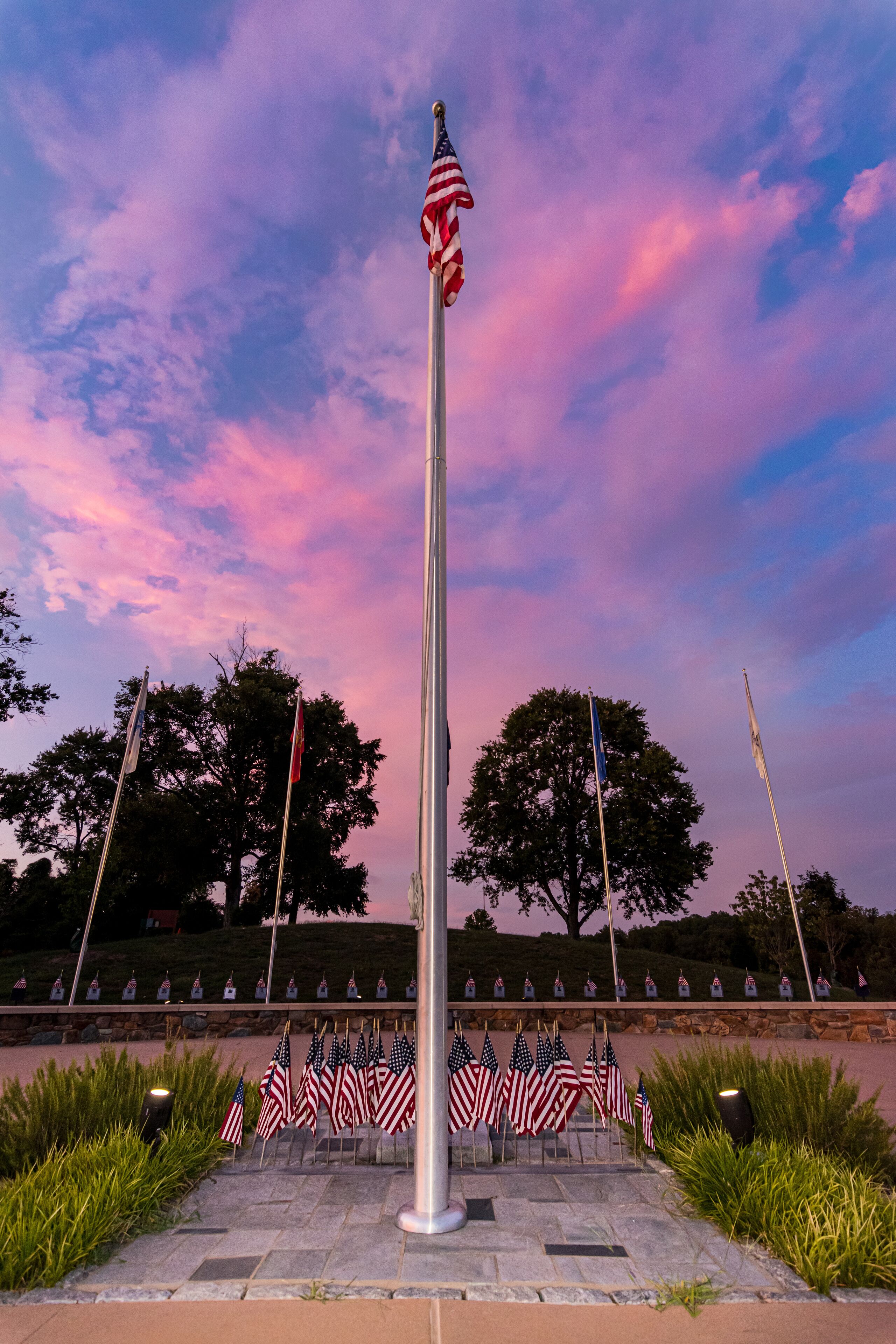 Dogwood Vietnam War memorial at Sunset