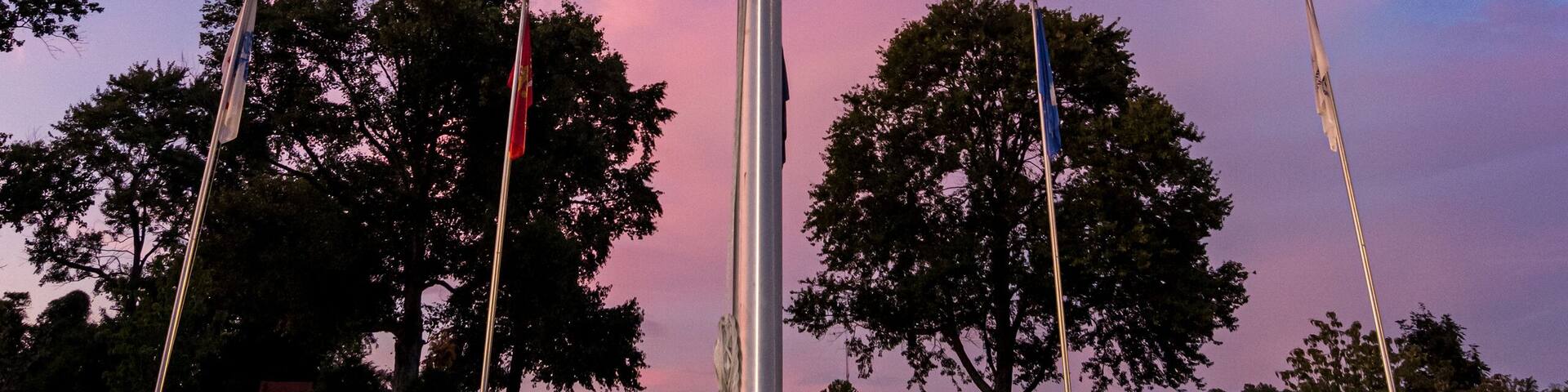 Dogwood Vietnam War memorial at Sunset