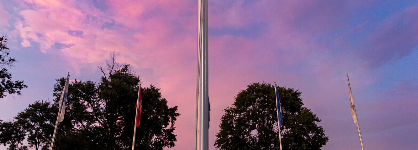 Dogwood Vietnam War memorial at Sunset