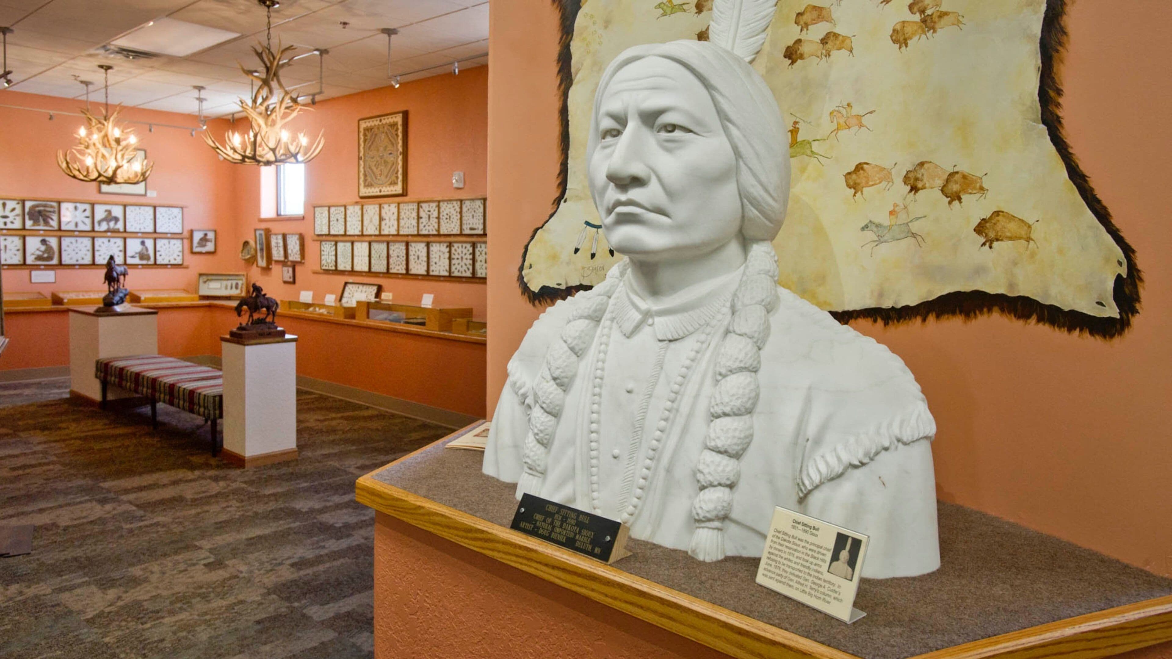 Petrified Wood Gallery showing interior views and a statue or sculpture