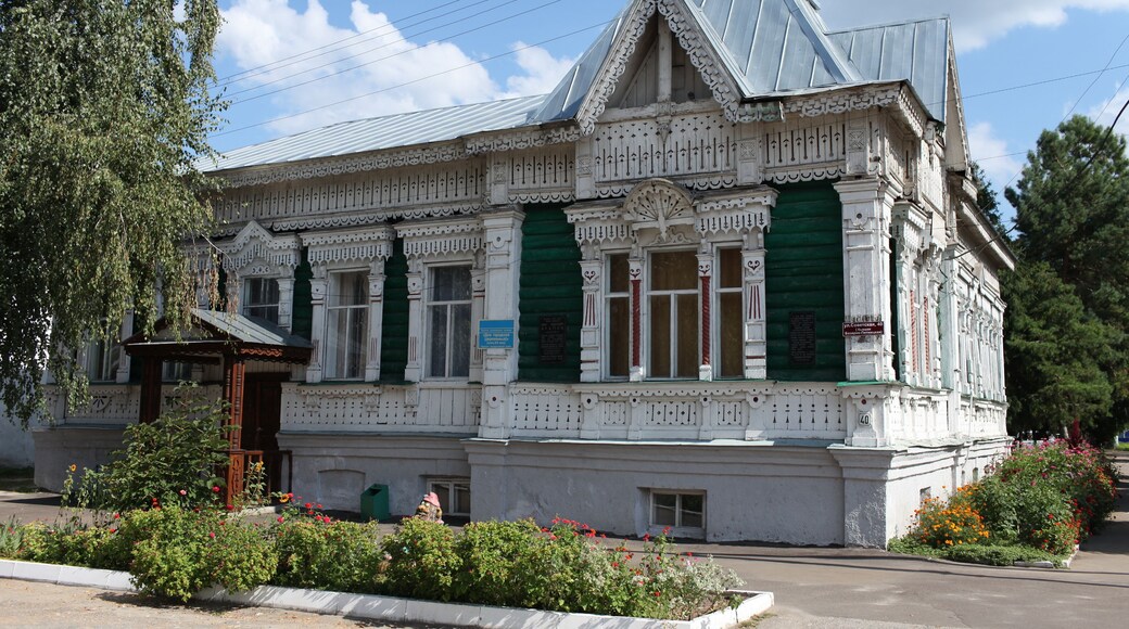 log wooden House decorated with wood carving