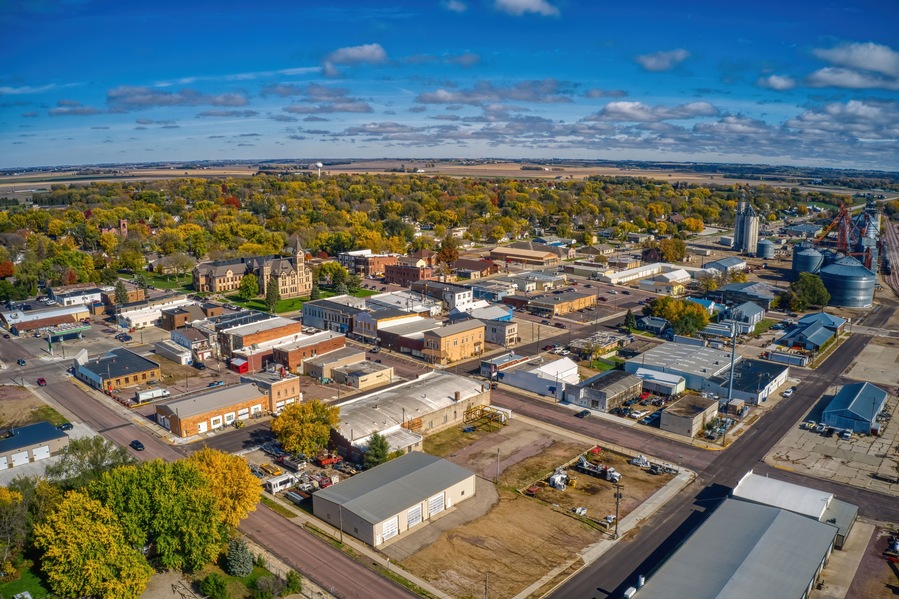 Aerial View of the Sioux Falls Suburb of Canton, South Dakota
