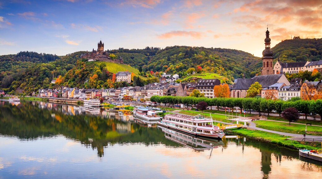 Cochem, Germany. Old town and the Cochem (Reichsburg) castle on the Moselle river.