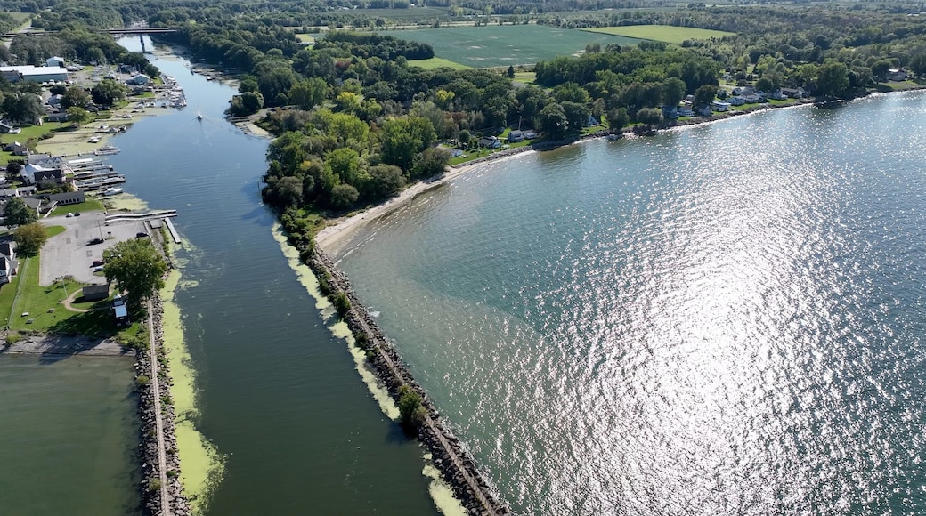 Coastline of Lake Ontario in New York state countryside at Oak Orchard