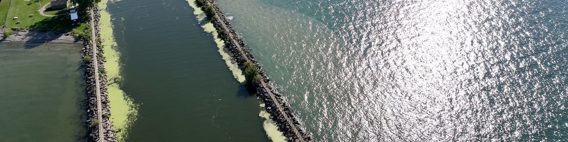 Coastline of Lake Ontario in New York state countryside at Oak Orchard