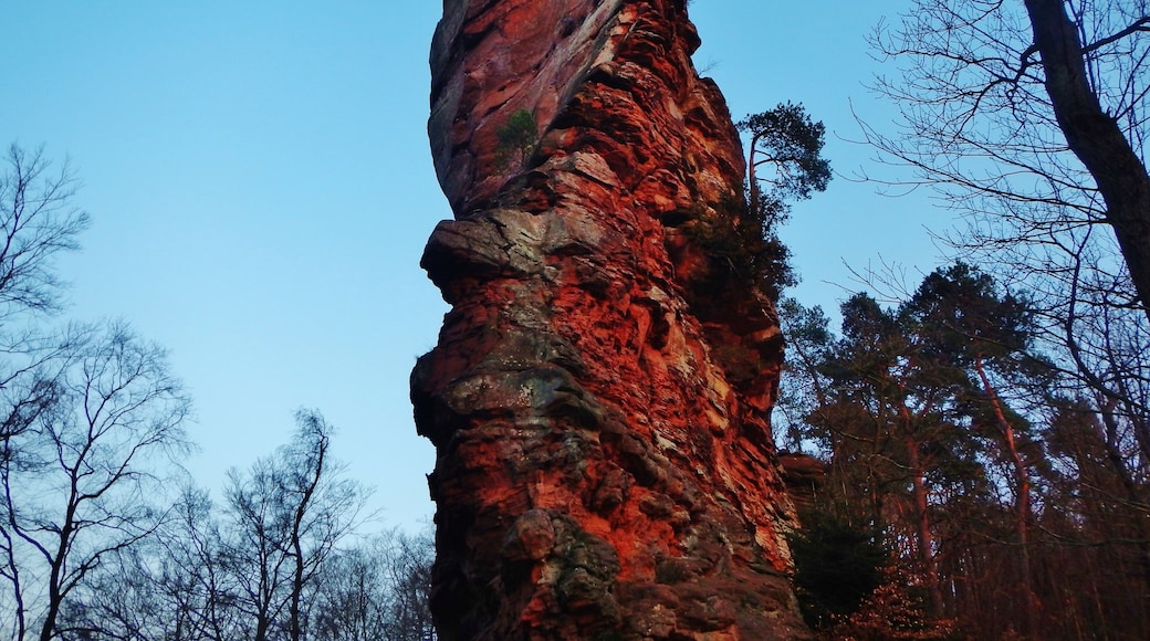 Felsformation bei der Burg Anebos zwischen der Burg Trifels und Burg Scharfenberg Münz