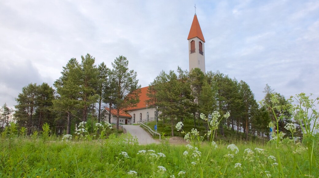 Iglesia de Enontekiö que incluye un jardín y una iglesia o catedral