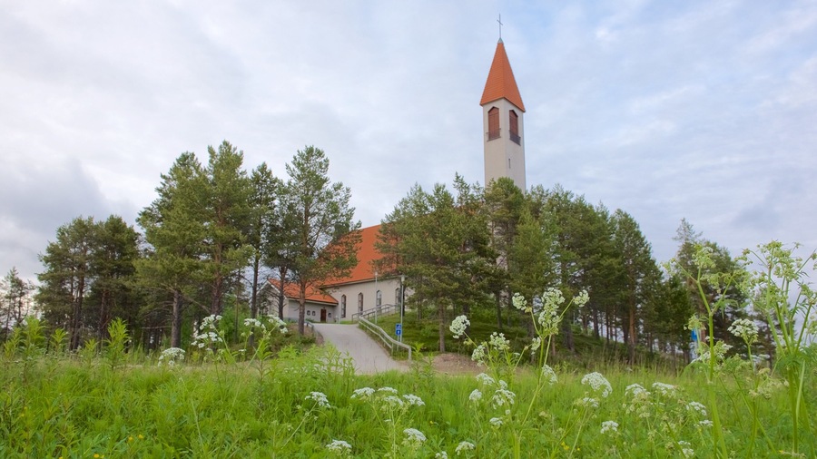 Enontekio Church featuring a church or cathedral and a park