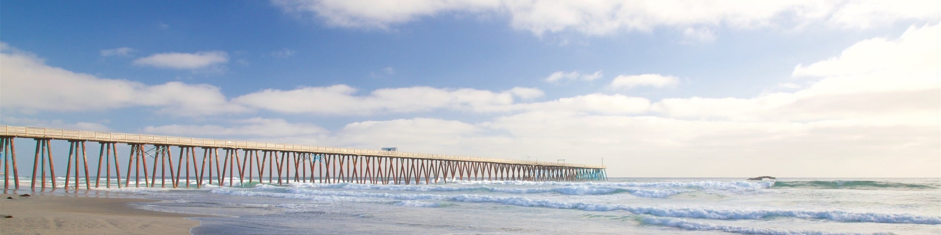 Rosarito Beach which includes waves and a beach