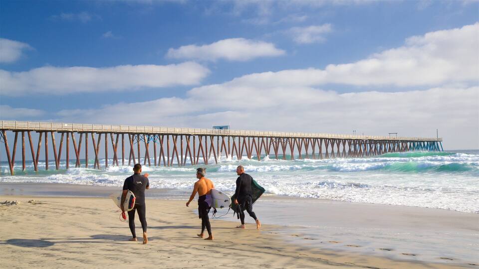 Rosarito Beach which includes a sandy beach, general coastal views and waves