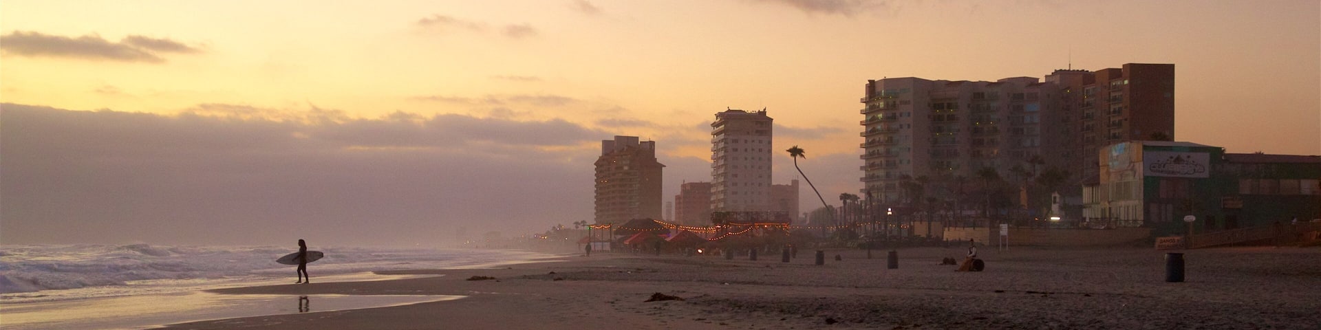 Rosarito featuring general coastal views, a beach and a sunset