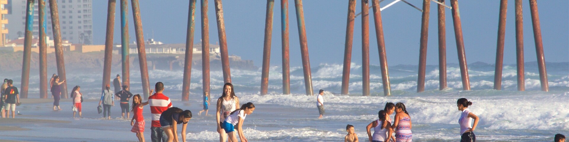 Rosarito Beach featuring general coastal views, a beach and surf