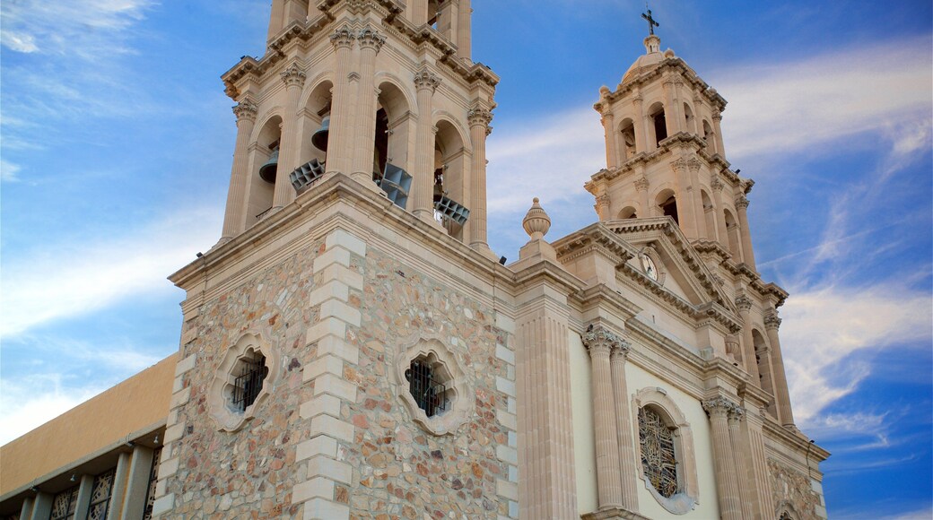 Cathedral of Our Lady of Guadalupe featuring heritage elements, a church or cathedral and a sunset