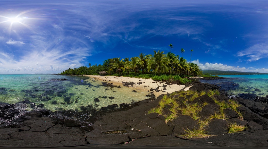 The black volcanic and turquoise marine of Asau bay in Savai'i, Samoa