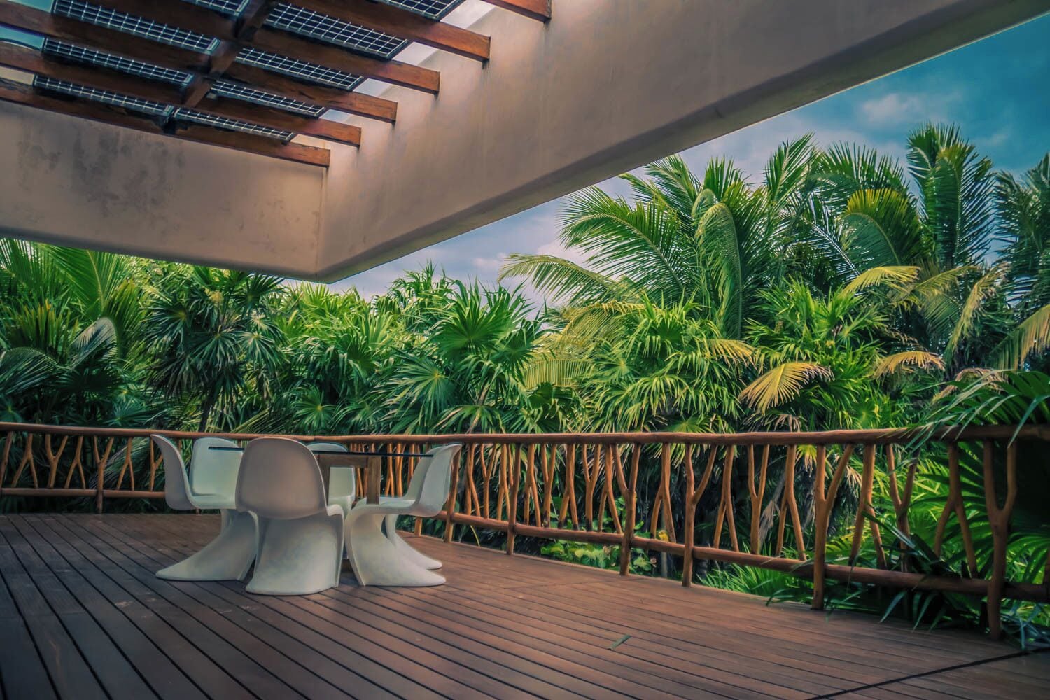 Deep inside the Sian Ka'an Natural Reserve, you can find several absolutely stunning eco-houses, trying to blend themselves with the jungle surrounding them, with as little impact to the environment as possible.

And although I personally don't agree with the fact that they're building INSIDE a natural reserve, there's no denying the fact that they are beautiful as hell.