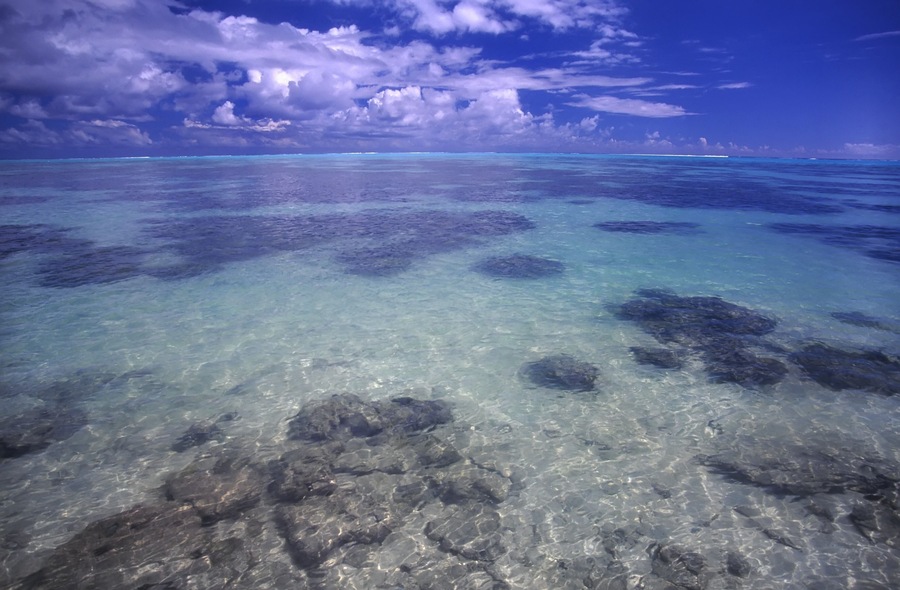 Crystal clear lagoon on the island of Moorea French Polynesia