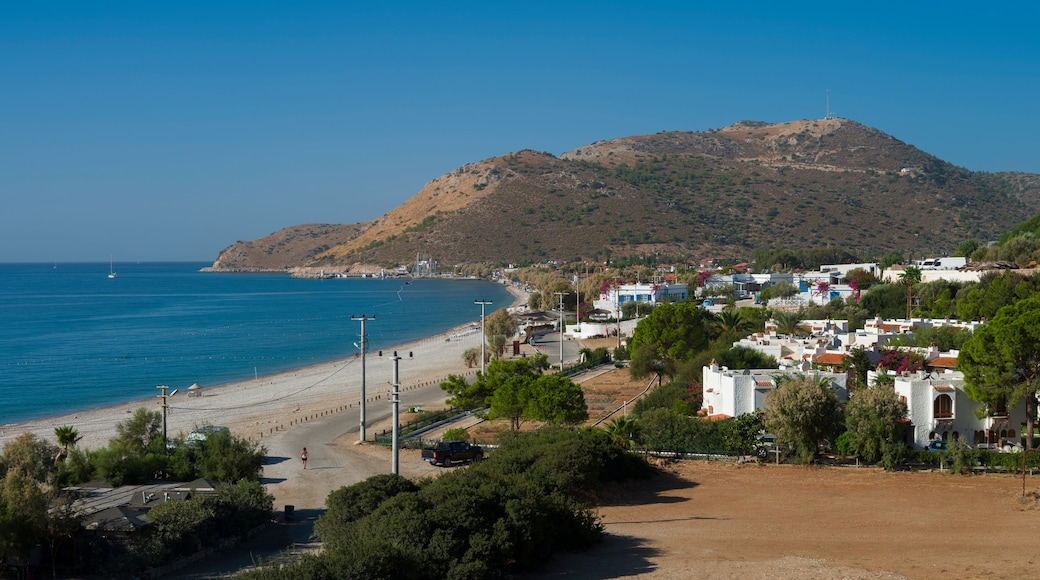 Panoramic view of Palamutbuku beach in the morning. Holiday destination where the Aegean and Mediterranean meet. Datça district of Mugla, Turkey