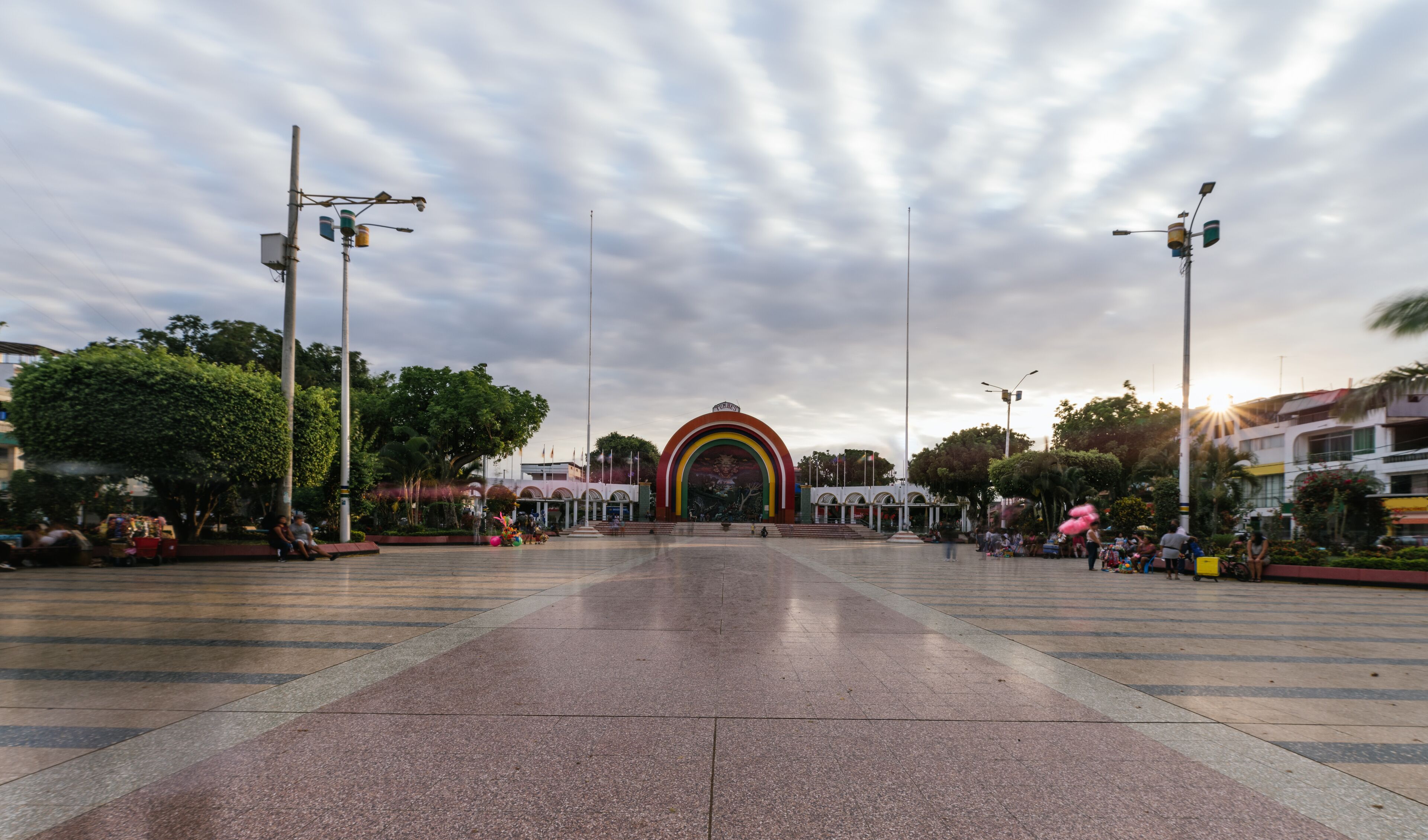 Main Square (Plaza de Armas) Tumbes, Peru. Long exposure