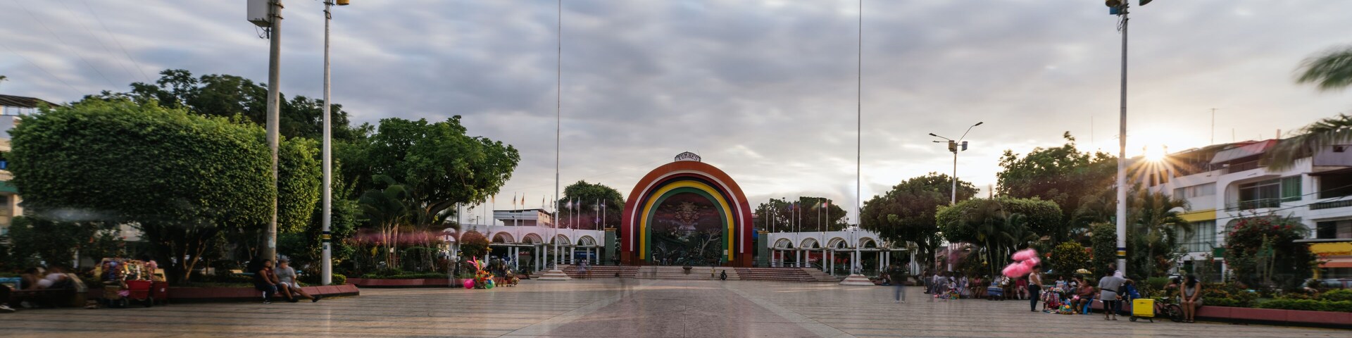 Main Square (Plaza de Armas) Tumbes, Peru. Long exposure