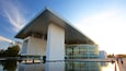 Bicentennial Theatre showing a lake or waterhole, a square or plaza and modern architecture