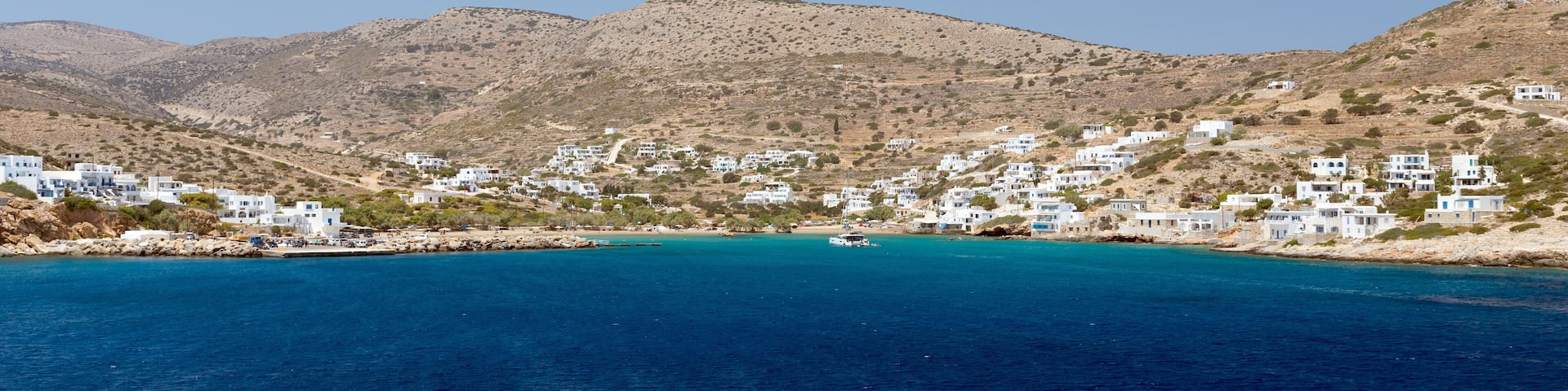 Alopronoia village, the port of Sikinos island, Cyclades, Greece