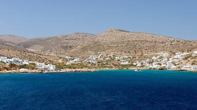 Alopronoia village, the port of Sikinos island, Cyclades, Greece