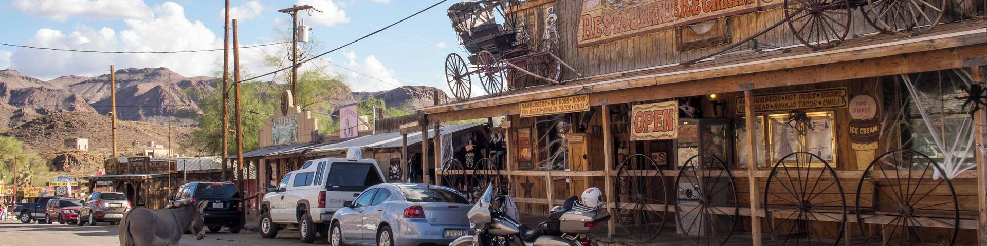 Along the old Route 66 you can find little gems such as the old mining town of Oatman. The scenic route winds it's way along the cliffs and the views are breathtaking! The old highway and the towns along it give you a glimpse of the past. The little town is also famous for it's wild roaming donkeys, which are the descendants of those used by miners long ago.