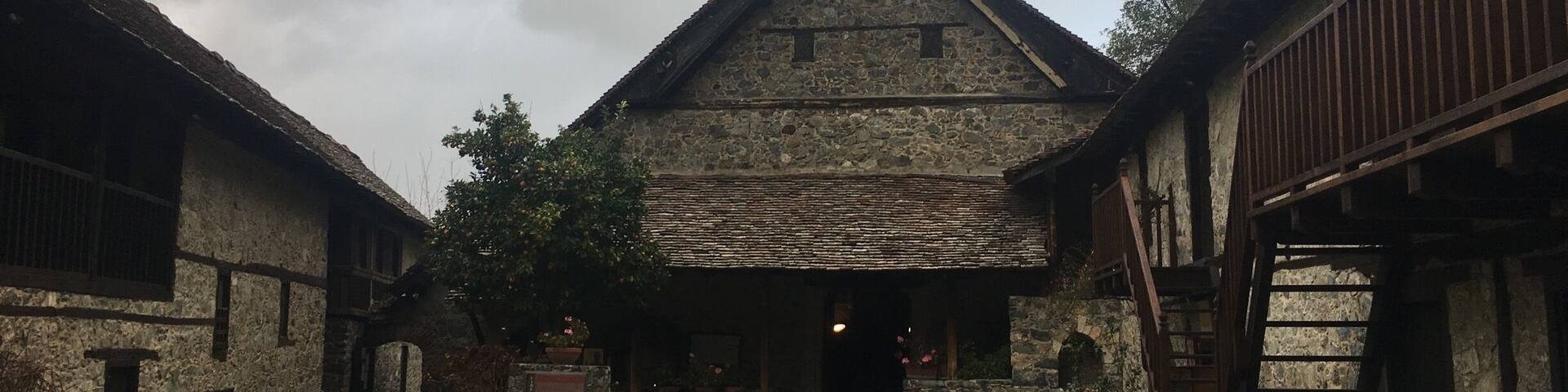 Another orthodox monastery with the typical roof from Cyprus. XI century. Stunning frescoes inside from the same period