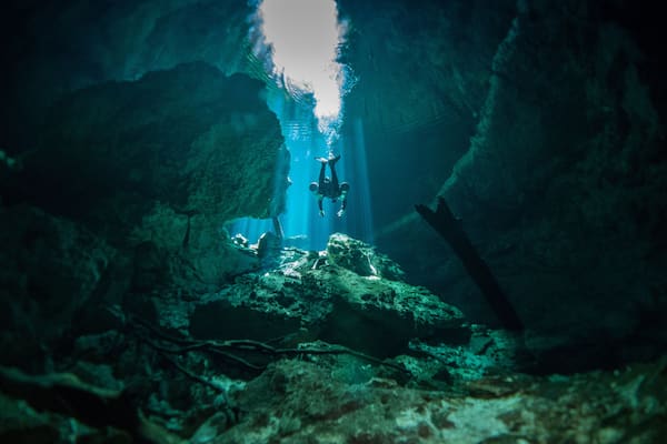 Scuba Diving in Cenote Tajma-Ha, Riviera Maya, Mexico